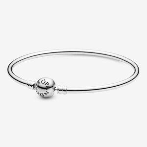PANDORA 7.5” Moments Bangle Sterling Silver Authentic Ball Logo Clasp
